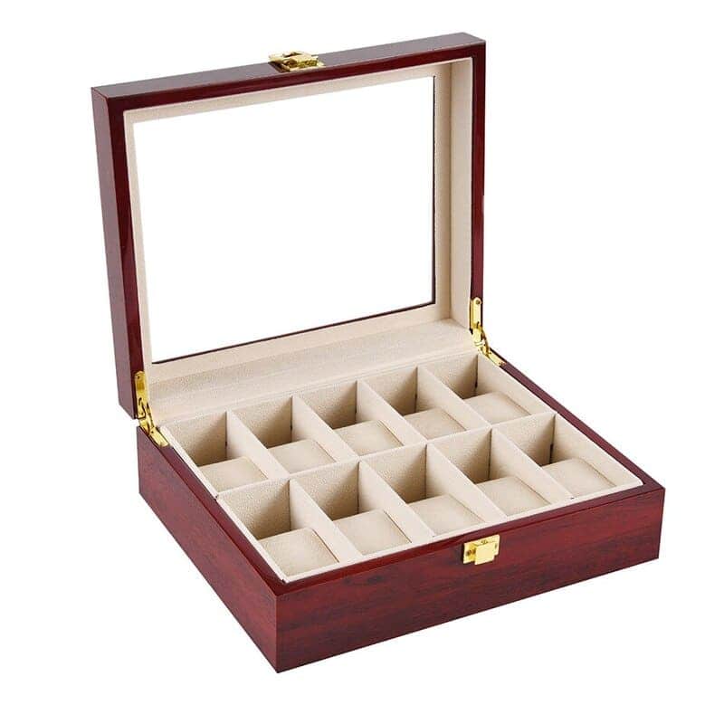 Boite A Montre Bois Rouge 10 Emplacements – Le Rubra