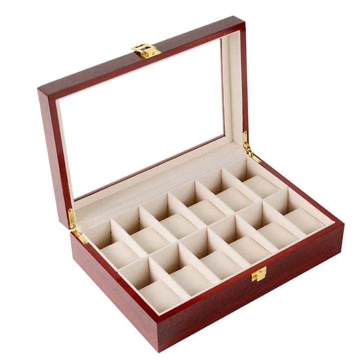 Boite A Montre Bois Rouge 12 Emplacements – Le Rubra