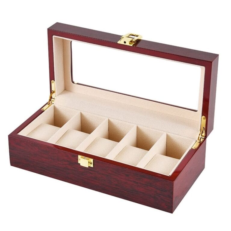 Boite A Montre Bois Rouge 5 Emplacements - Le Rubra