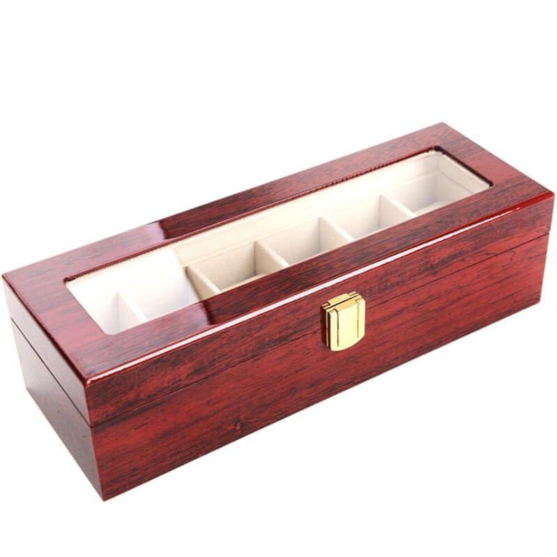 Boite A Montre Bois Rouge 6 Emplacements – Le Rubra