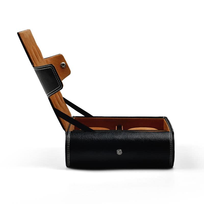 Étui Montre Cuir – Élégance Noir & Caramel