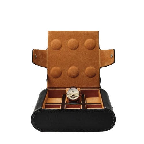 Étui Montre Cuir – Élégance Noir & Caramel