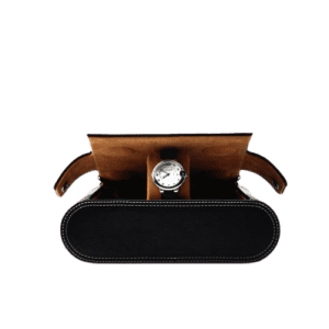 Étui Montre Cuir – Élégance Noir & Caramel