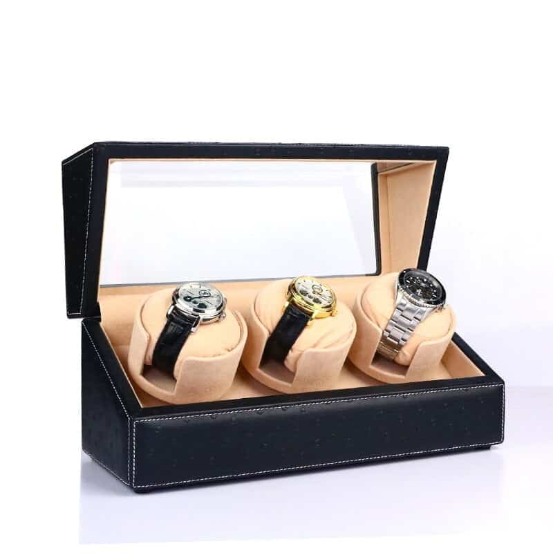 Remontoir Cuir Noir 3 Montres – Le Clavis