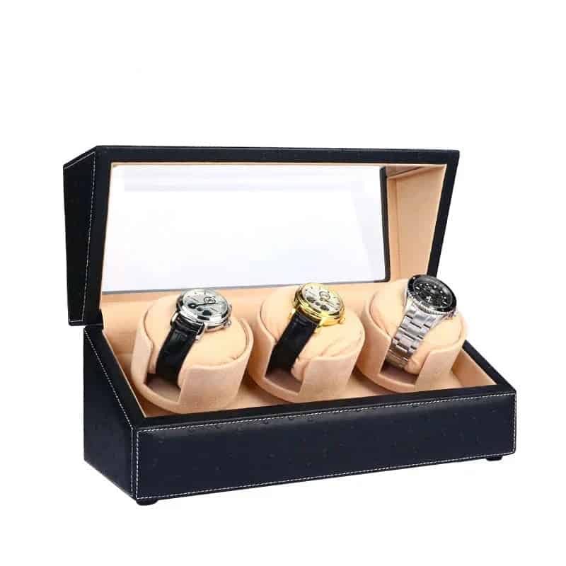 Remontoir Cuir Noir 3 Montres – Le Clavis
