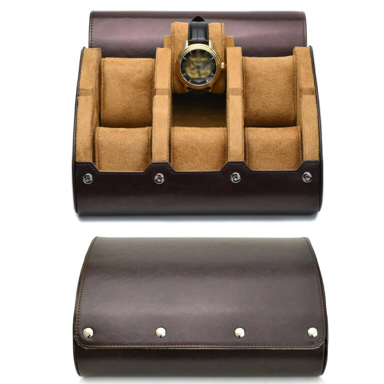 Étui Montre Cuir - Élégance Noir & Caramel